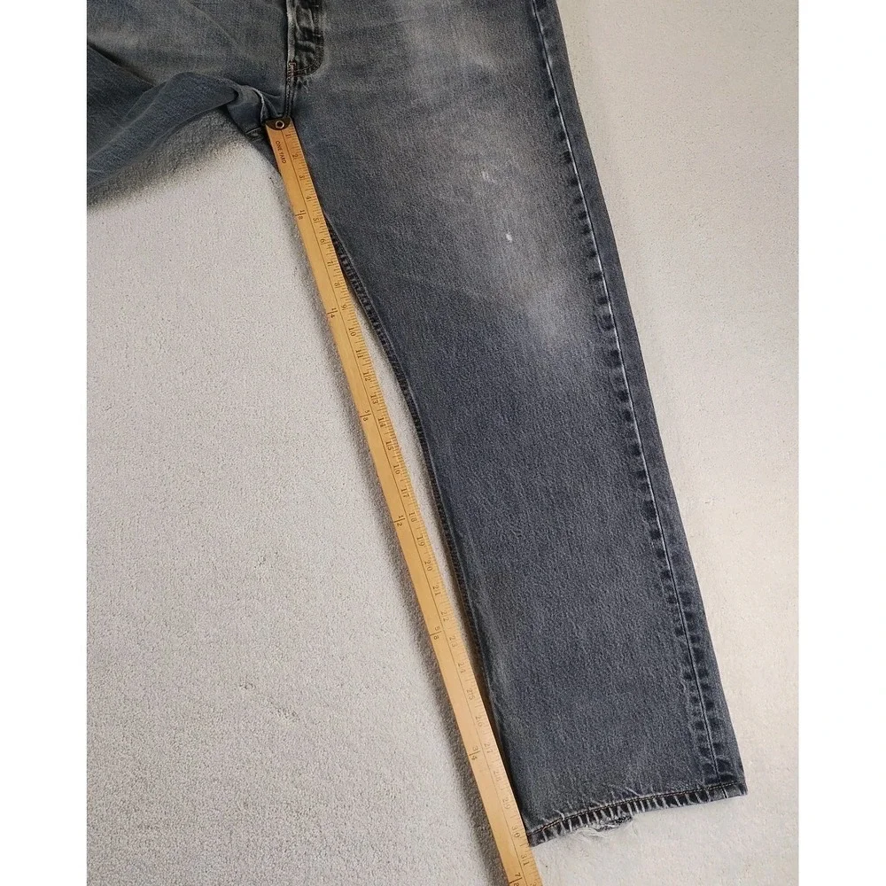 VTG Levi's 501 Jeans Men's 39x30 Black Button Fly Faded Distressed Grunge 90's